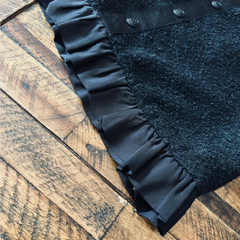 LOFT Black Bubble Mini Skirt with Ruffled Hem - Picture 4 of 7